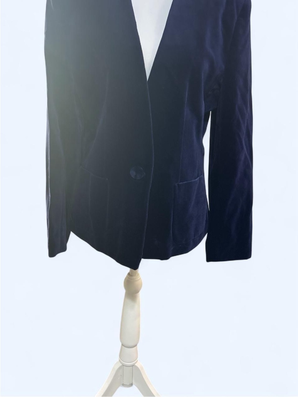Evan Picone Navy Velvet Single-Button Blazer